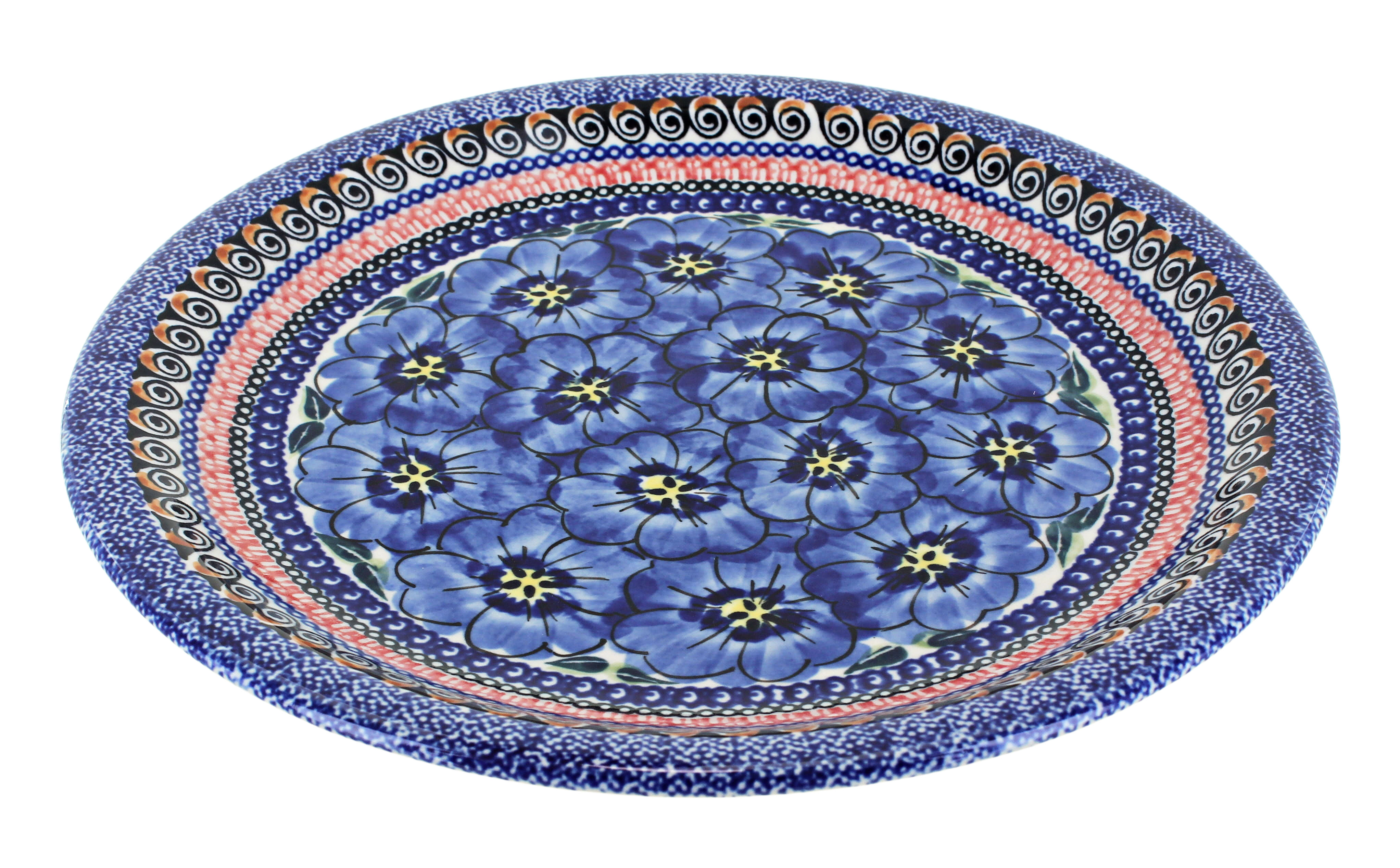 Blue Rose Polish Pottery Pastel Garden Dinner Plate 