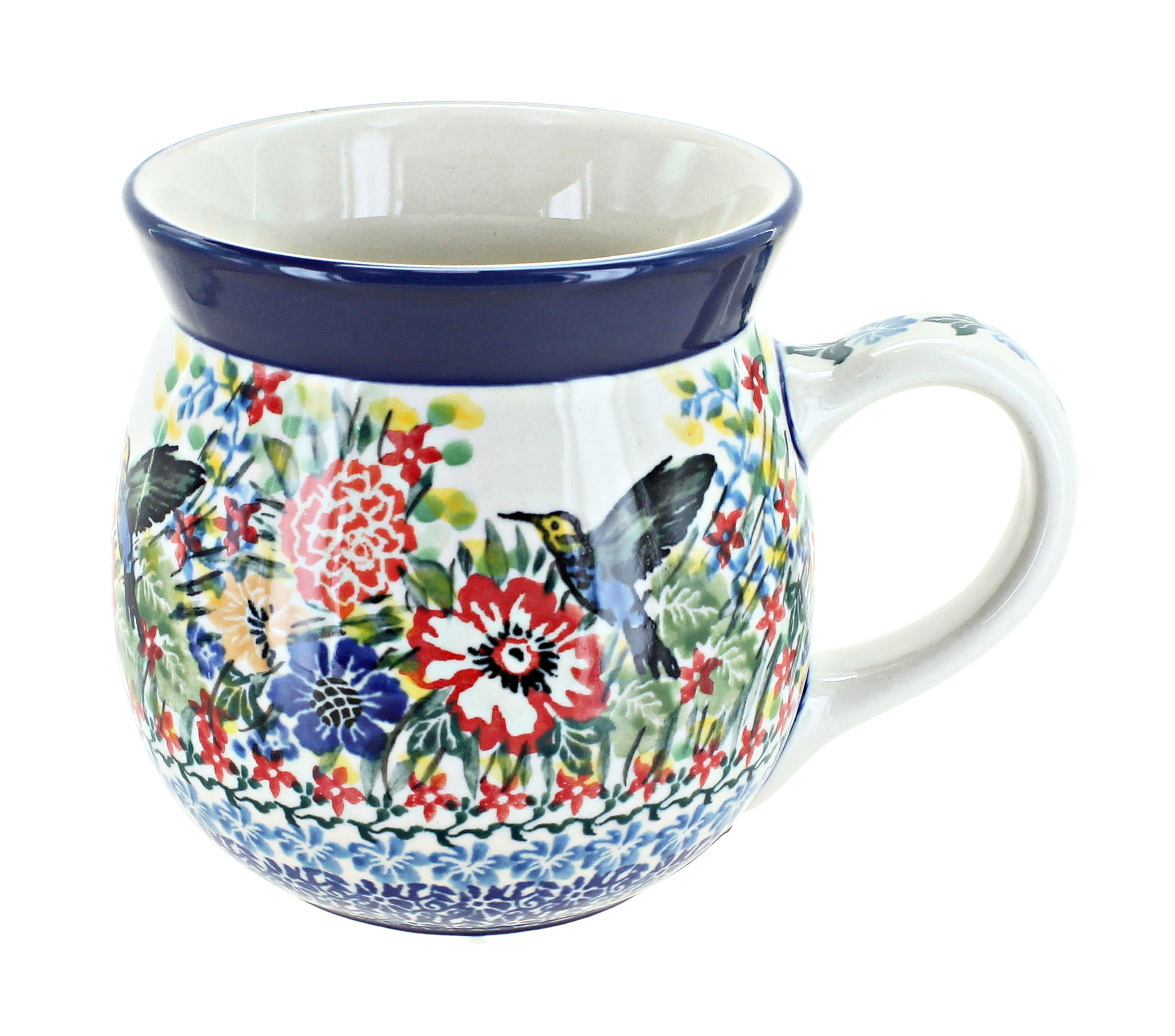 Blue Rose Polish Pottery Hummingbird Bubble Mug