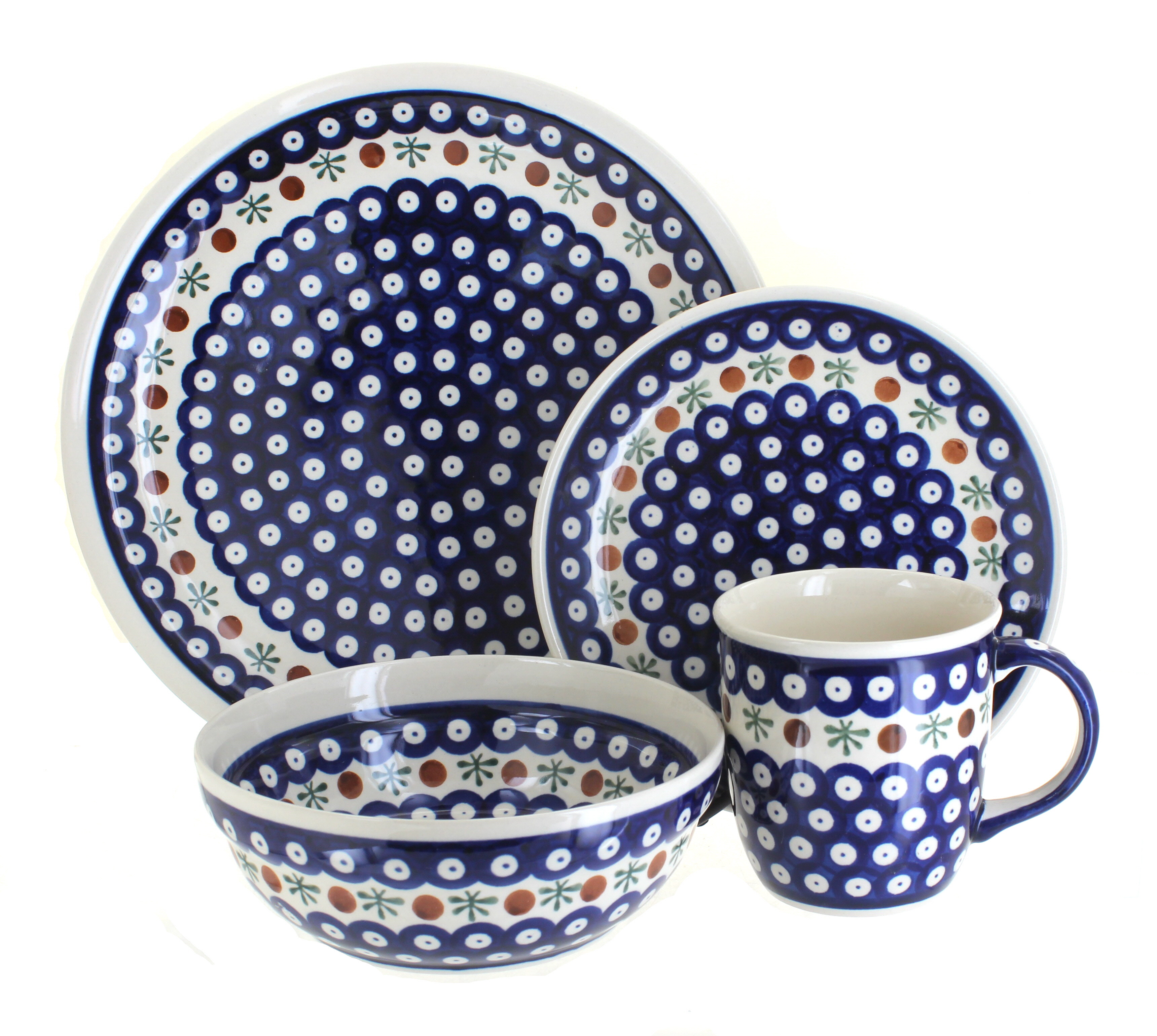 Blue Rose Polish Pottery Nature 16 Piece Dinner Set