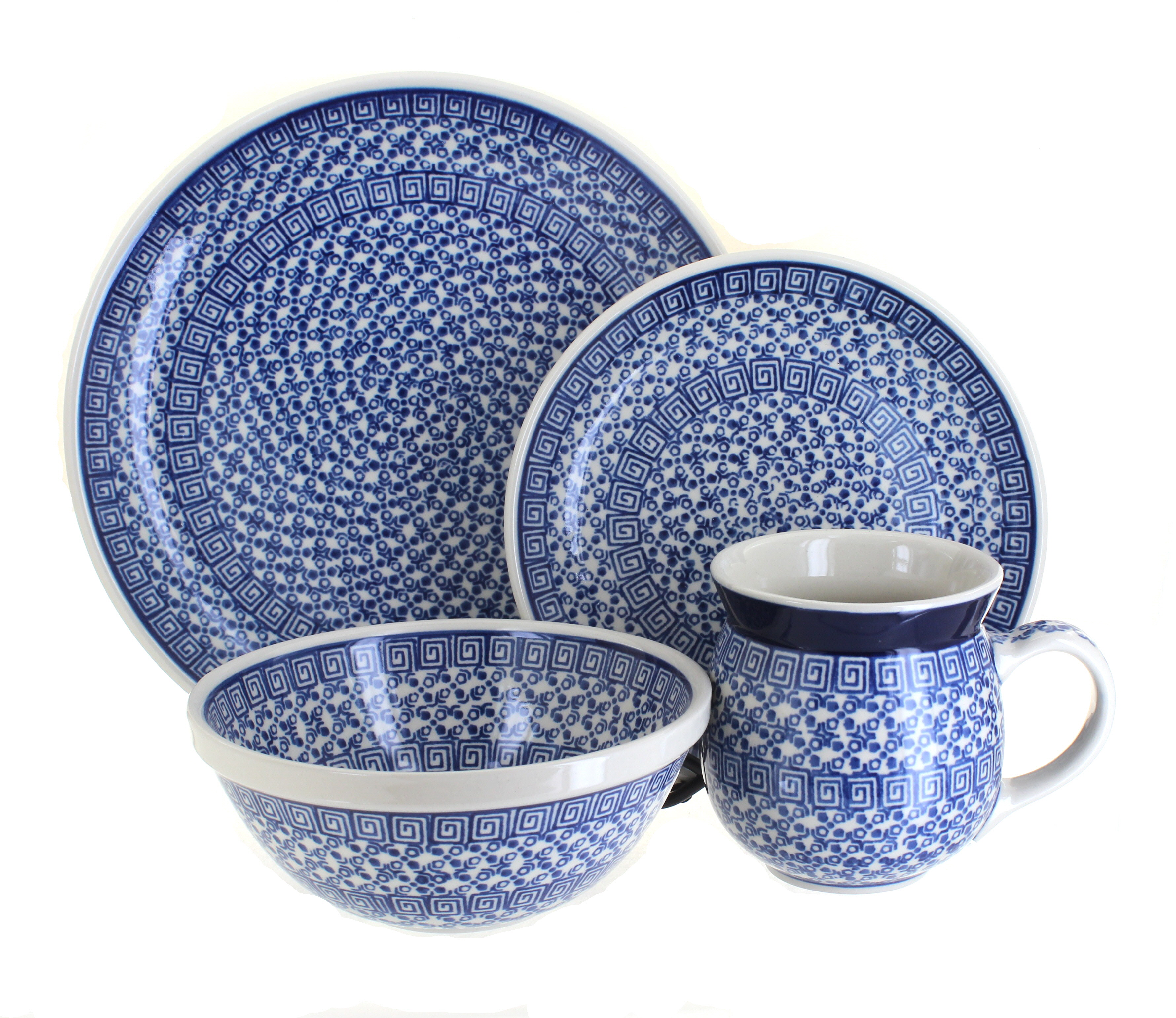 Blue Rose Polish Pottery Olympia 4 Piece Place Setting Service for 1