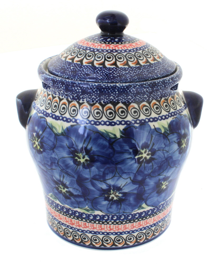 Blue Rose Polish Pottery Blue Art Large Canister