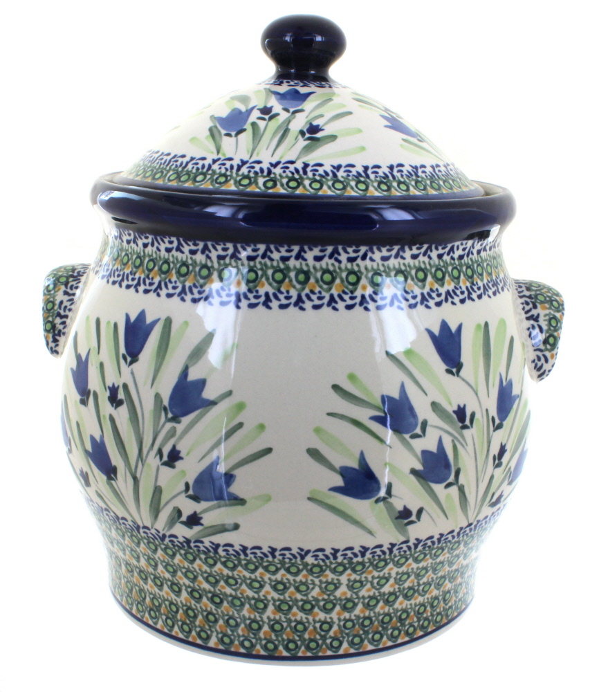 Blue Rose Polish Pottery | Blue Tulip Cookie Jar