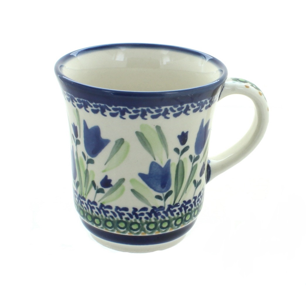 Polish Pottery Blue Tulip Ladies Coffee Mug