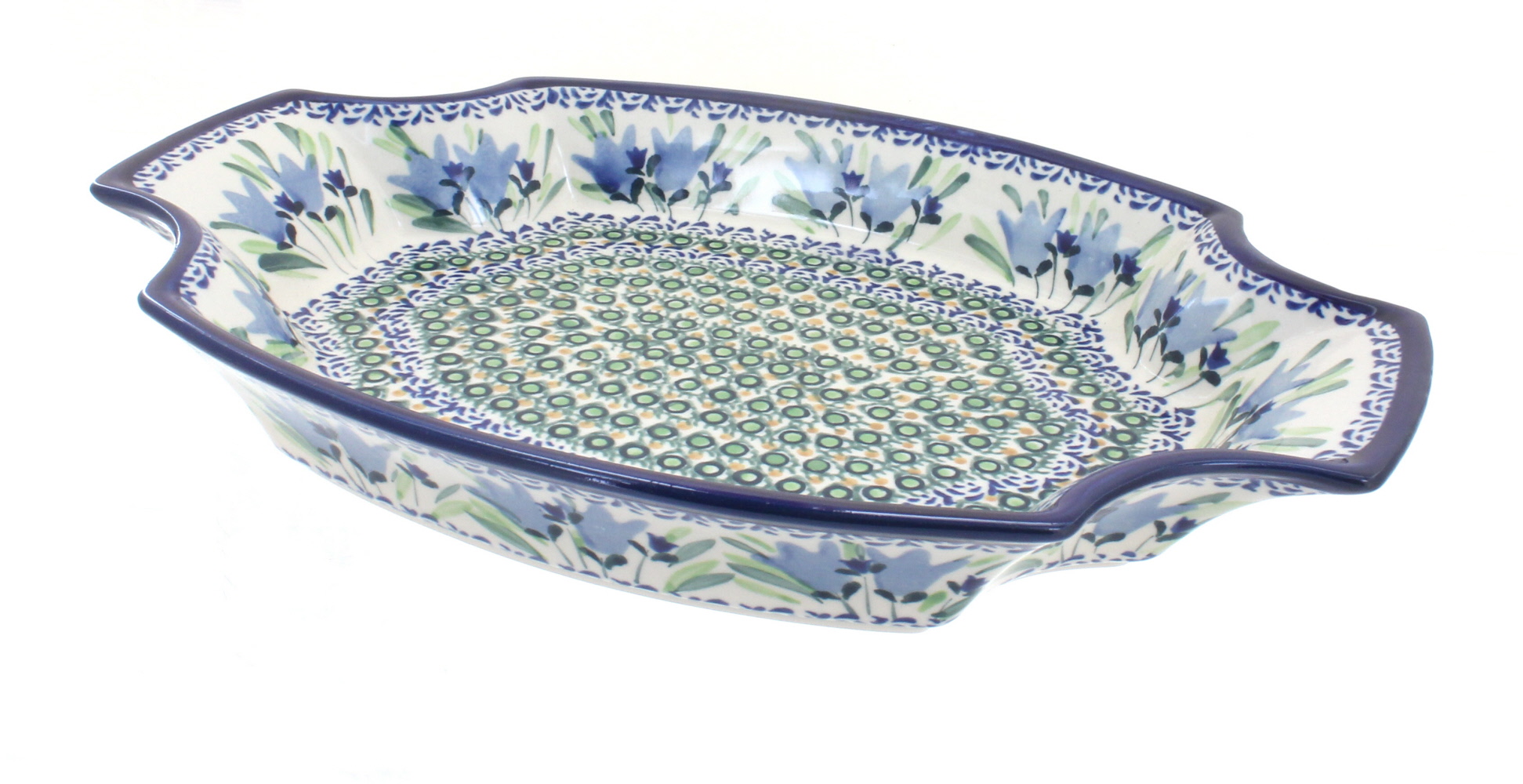 Water Tulip Polish Pottery 10 Serving Platter Plate