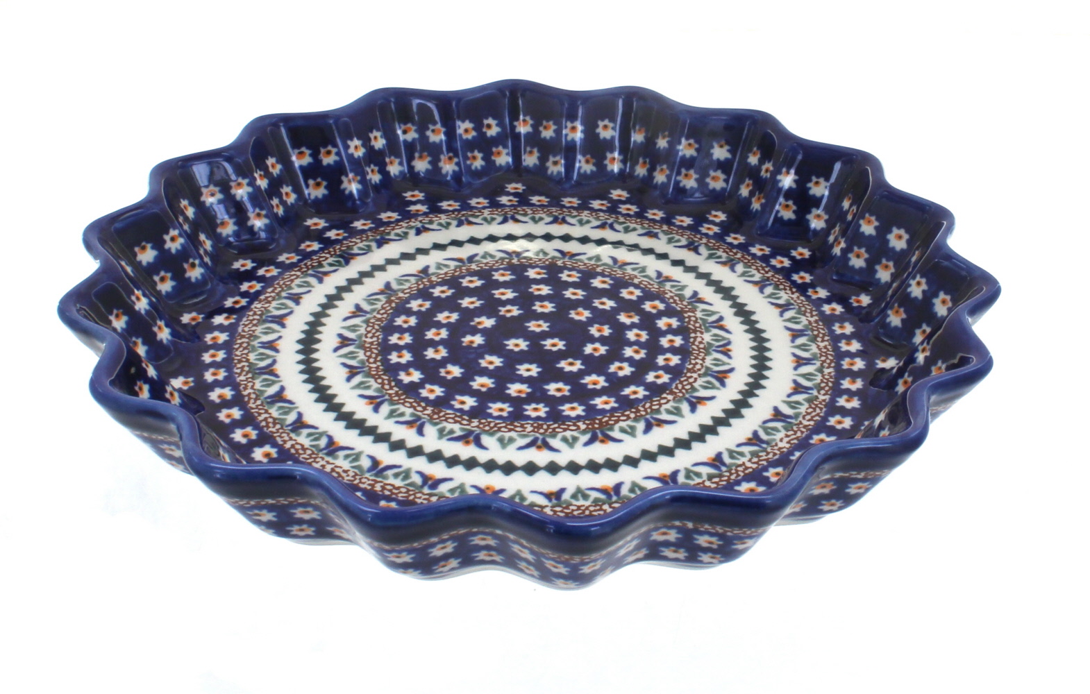 Zaklady Daisy Fluted Quiche Dish Polish Pottery