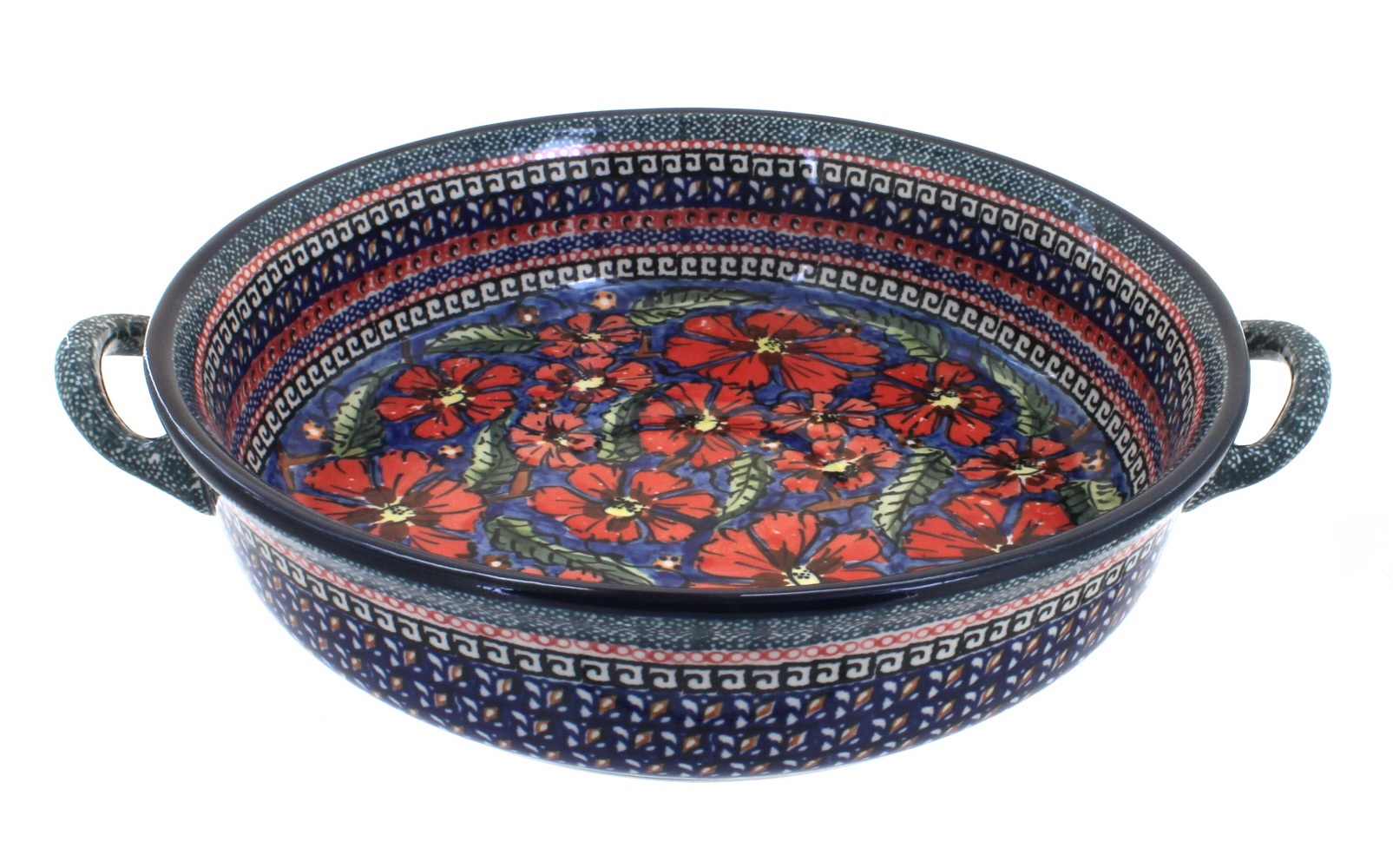 Zaklady Jungle Flower Large Casserole Dish with Handles Polish Pottery