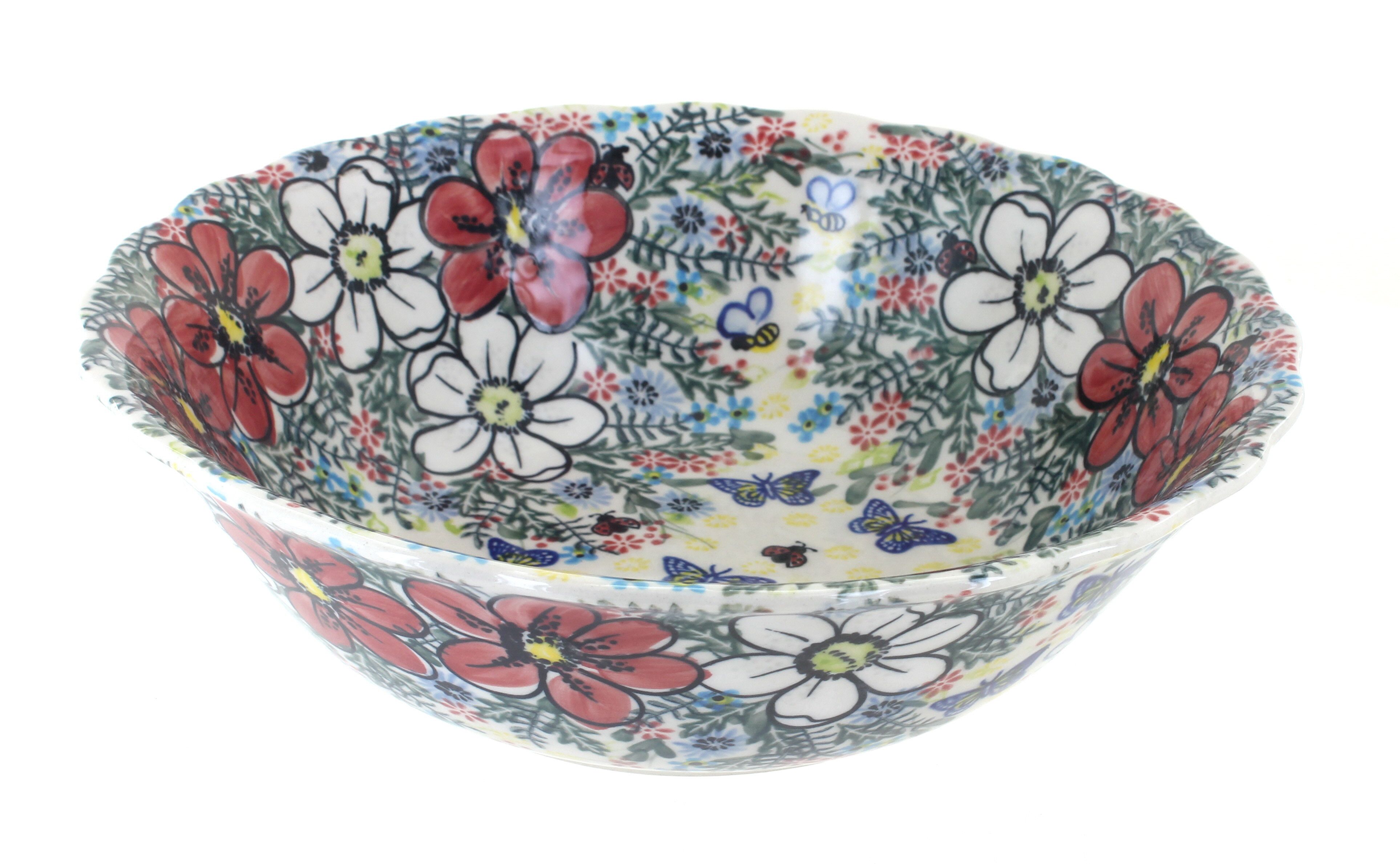 Blue Rose Polish Pottery Isabella Large Serving Bowl