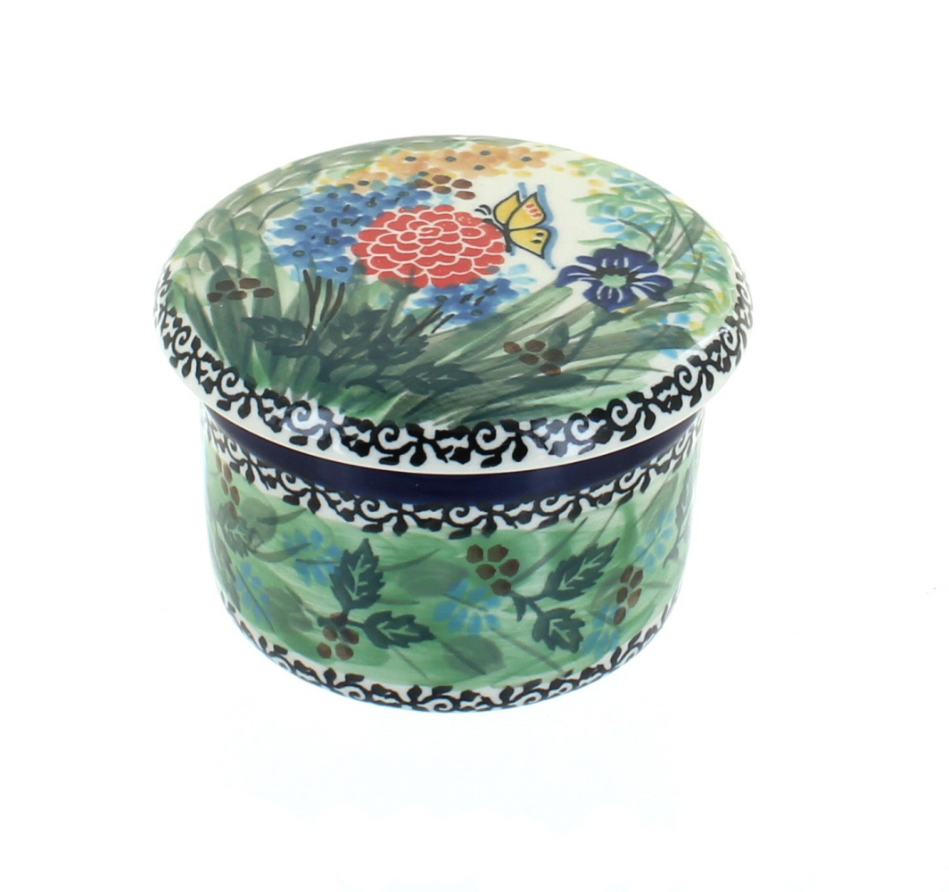 Blue Rose Polish Pottery Teresa French Butter Dish
