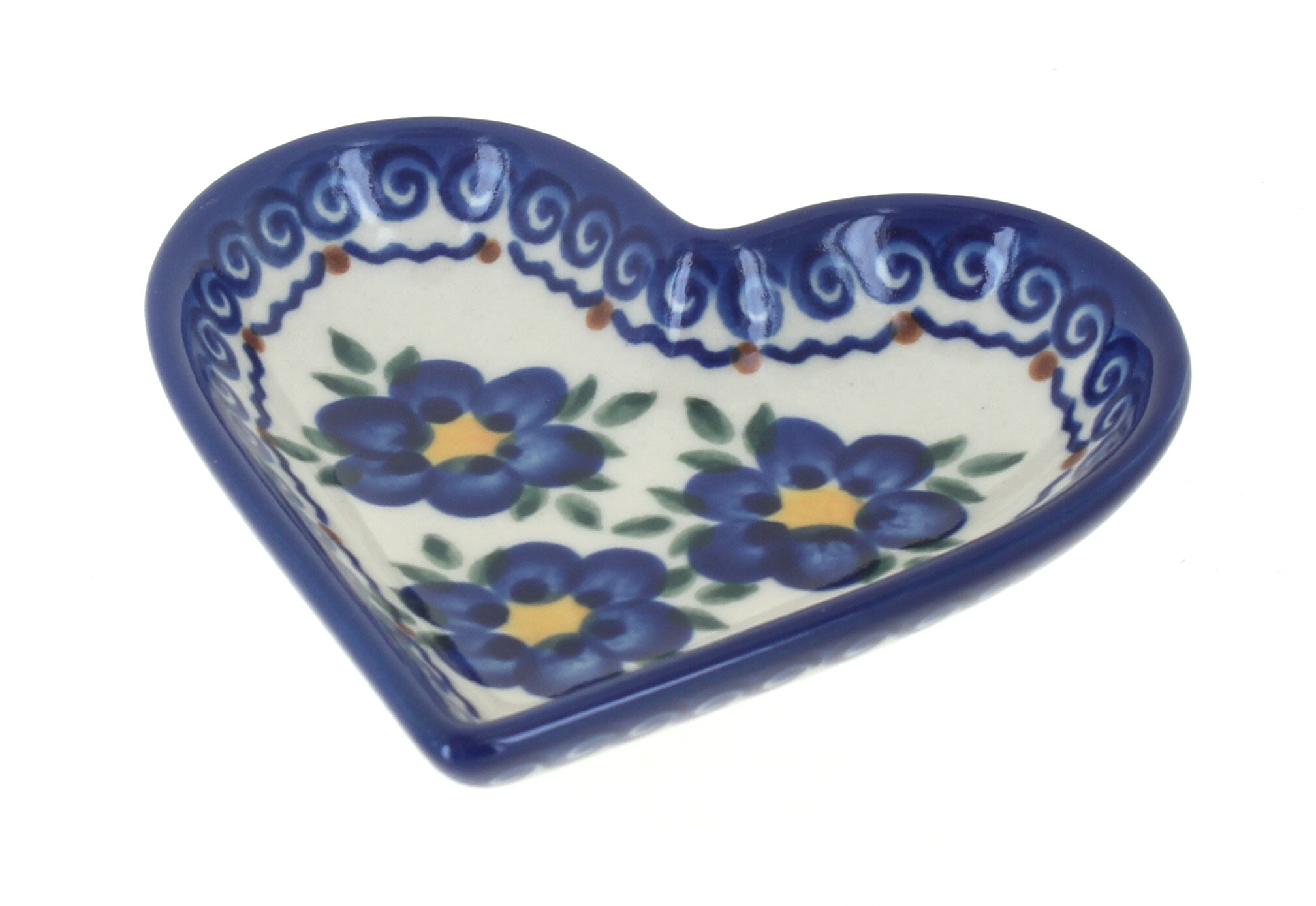 Blue Rose Polish Pottery Spring Blossom Heart Dish