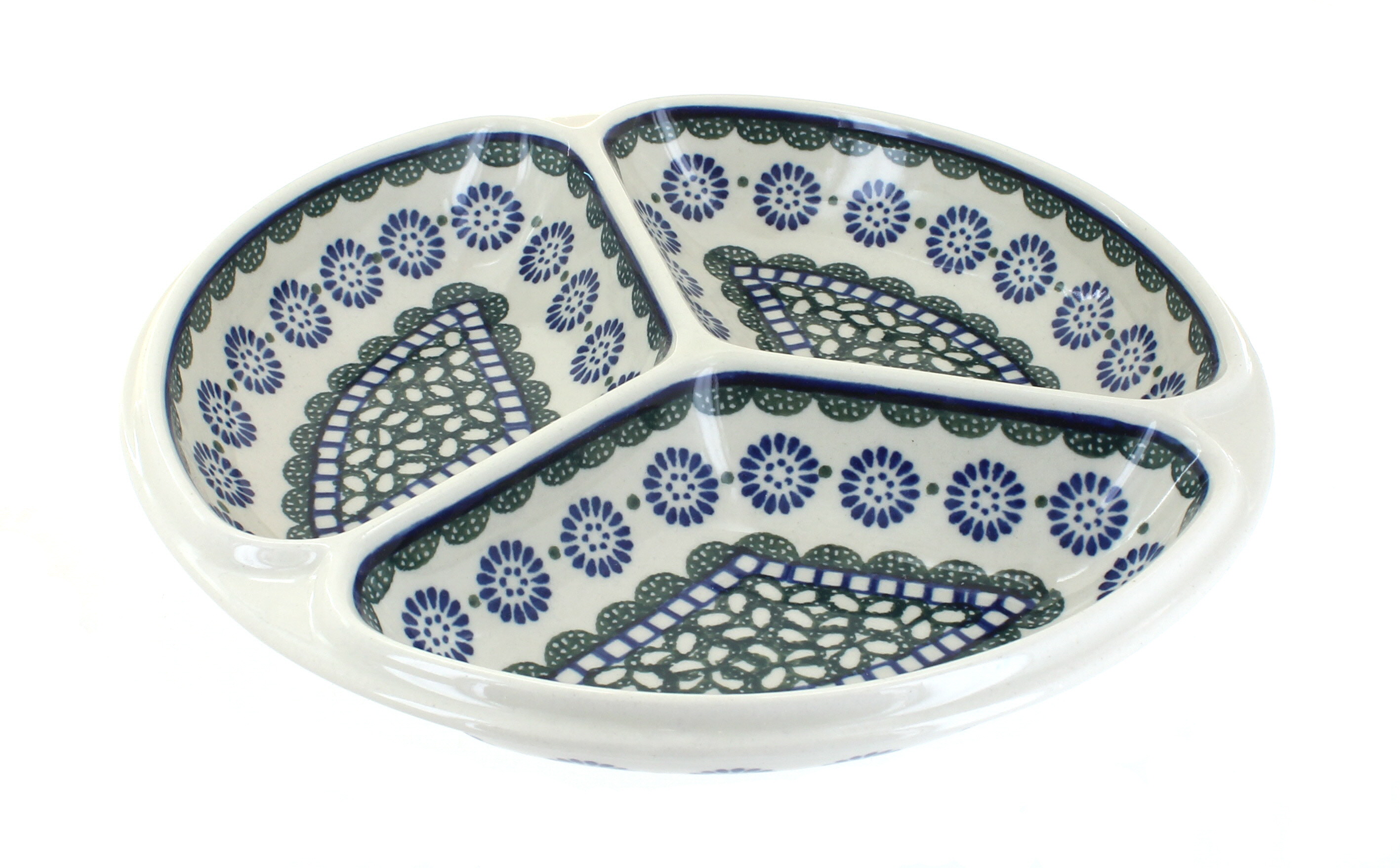 Blue Rose Polish Pottery Maia Three Part Divided Dish