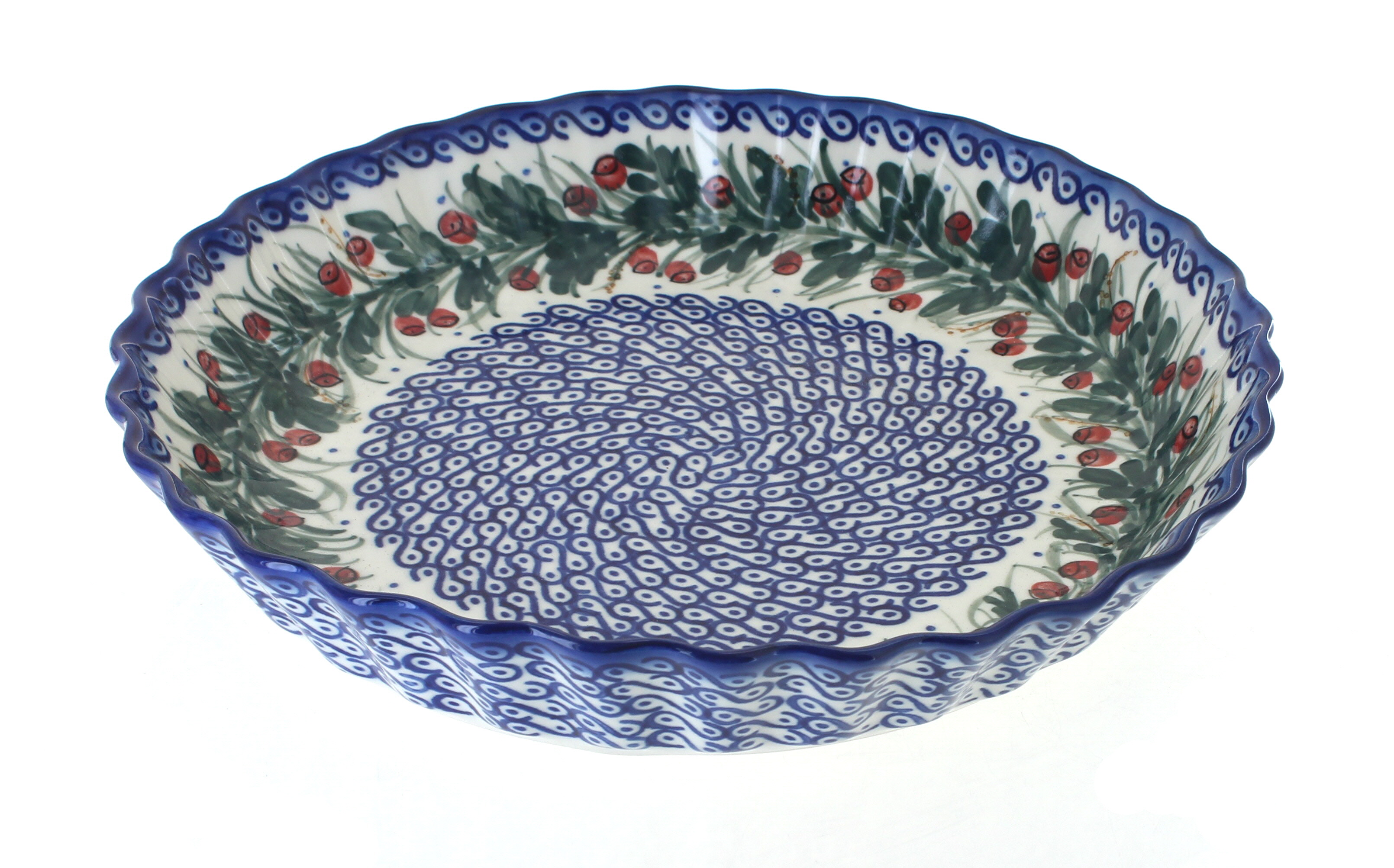 Blue Rose Polish Pottery Berry Pie Plate
