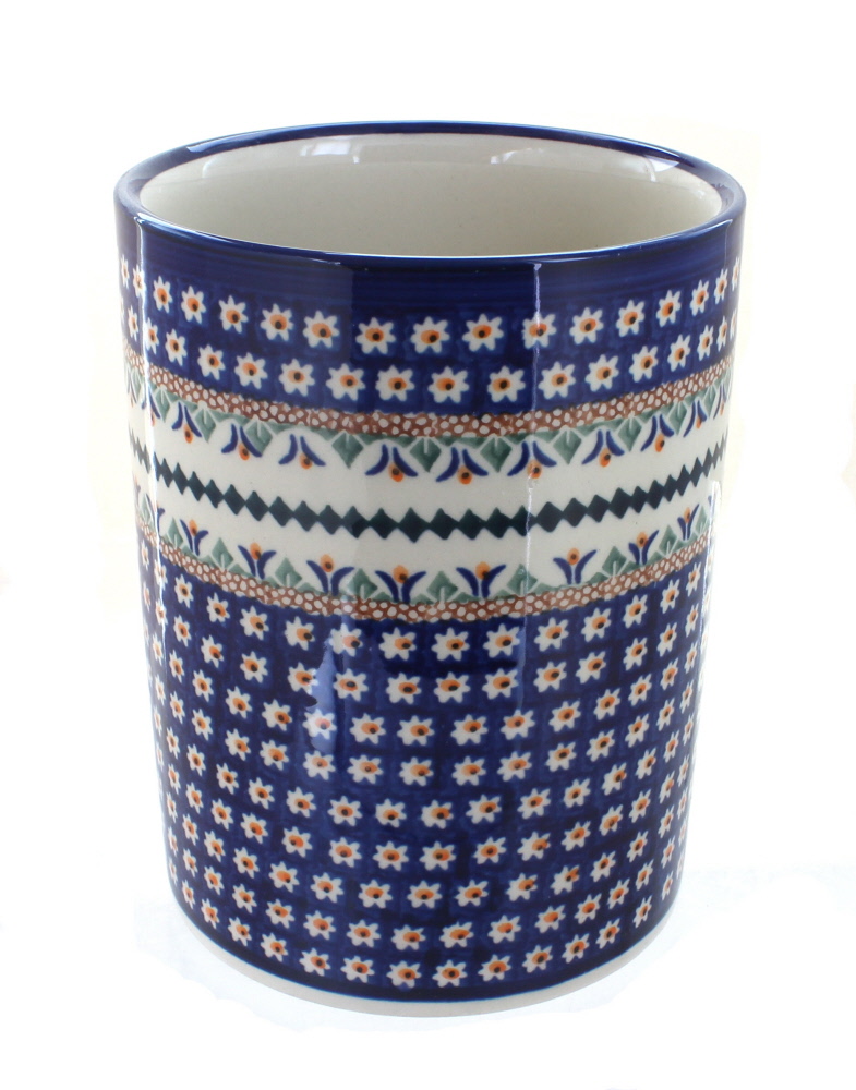 Blue Rose Polish Pottery Daisy Utensil Jar