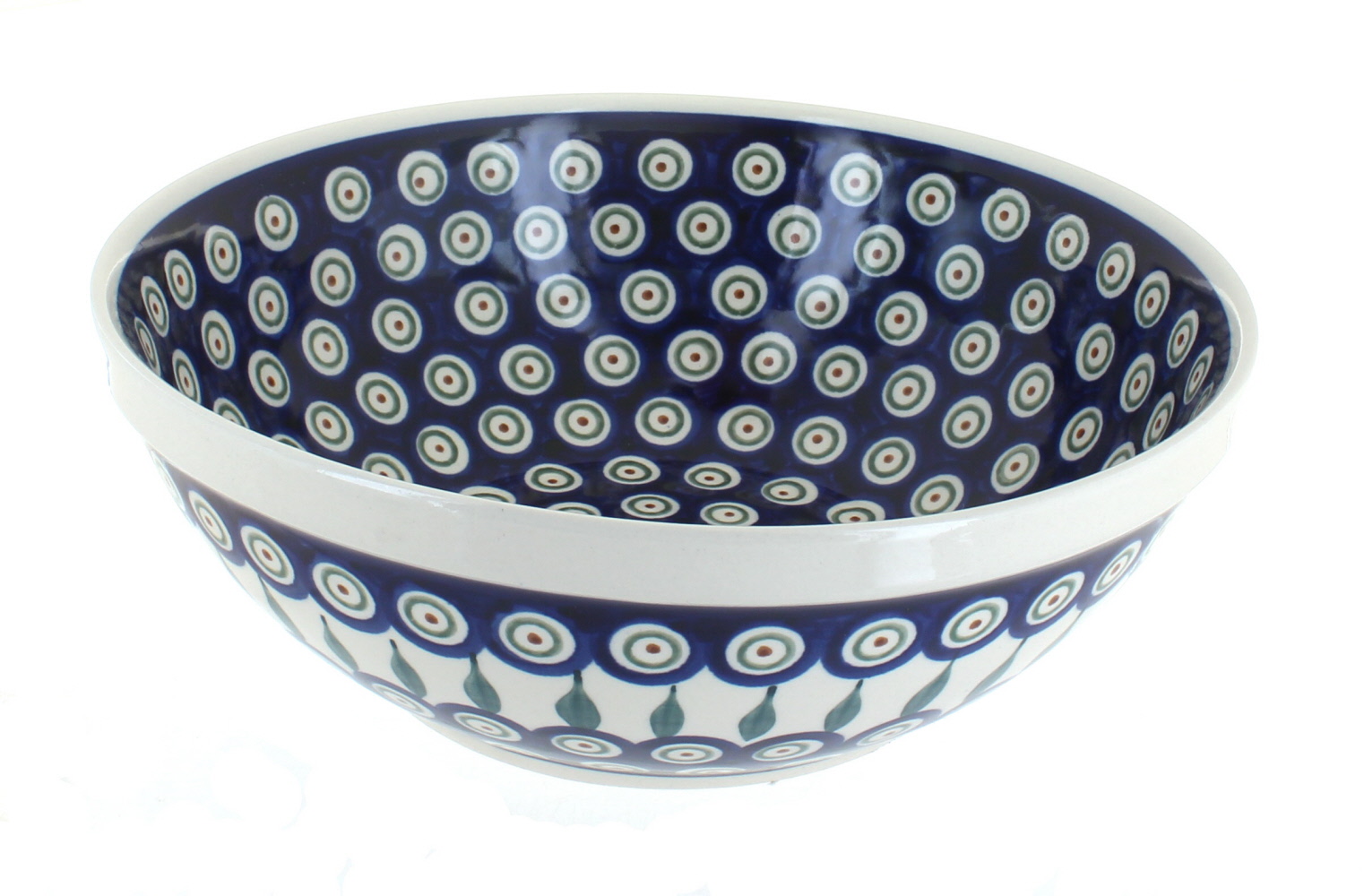 Blue Rose Polish Pottery Peacock Large Serving Bowl