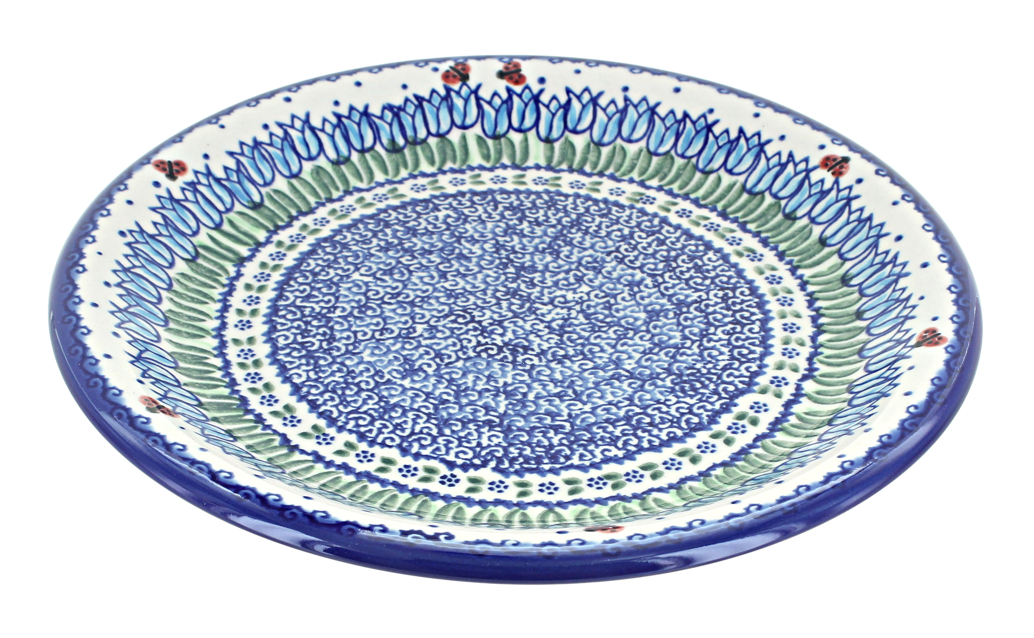 Blue Rose Polish Pottery Garden Tulip Dinner Plate
