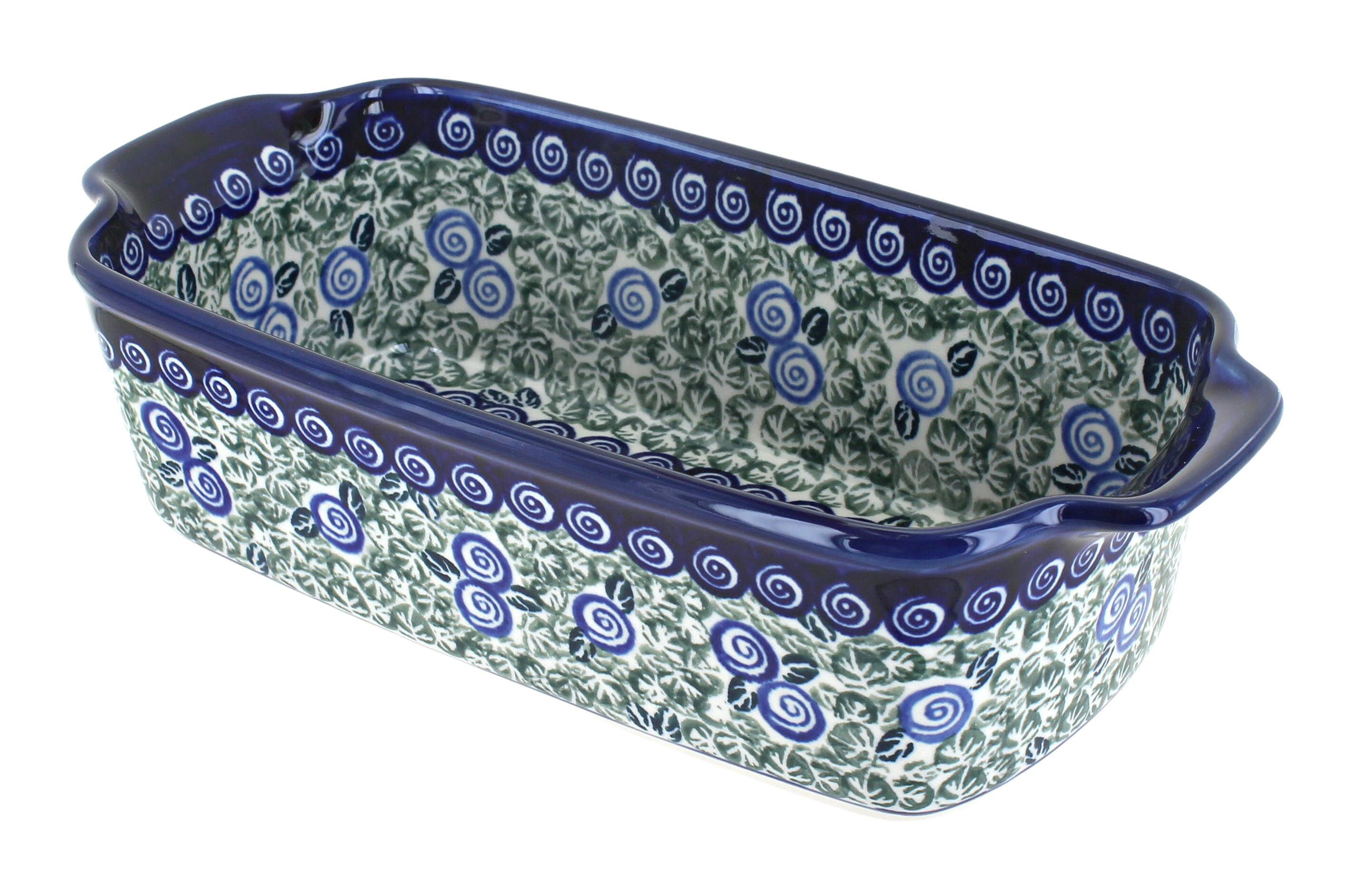 Blue Rose Polish Pottery Seaside Swirl Loaf Baker