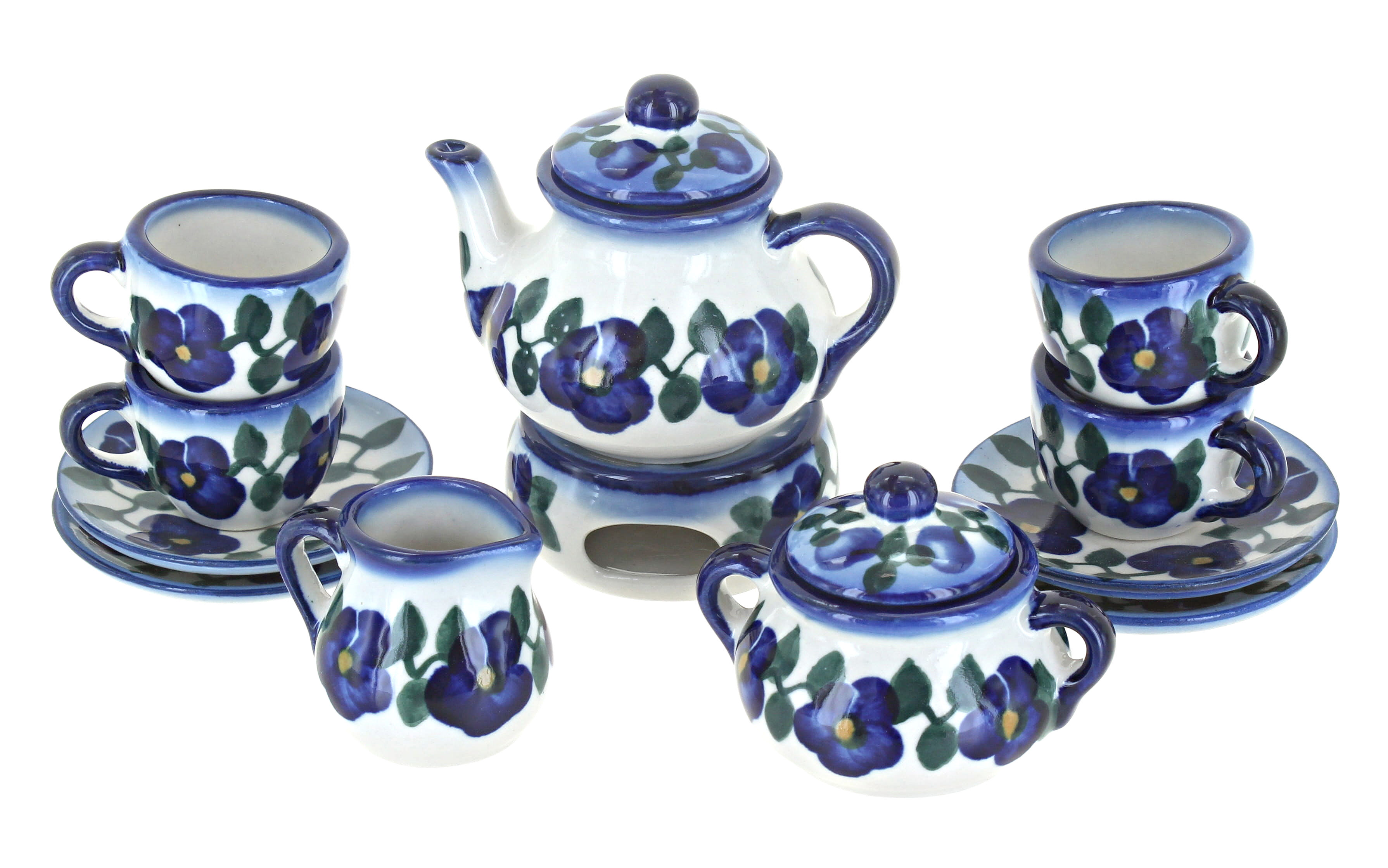 Polish Pottery | Violets Miniature Tea Set