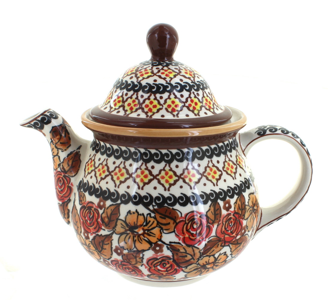 Blue Rose Polish Pottery Autumn Rose Large Teapot
