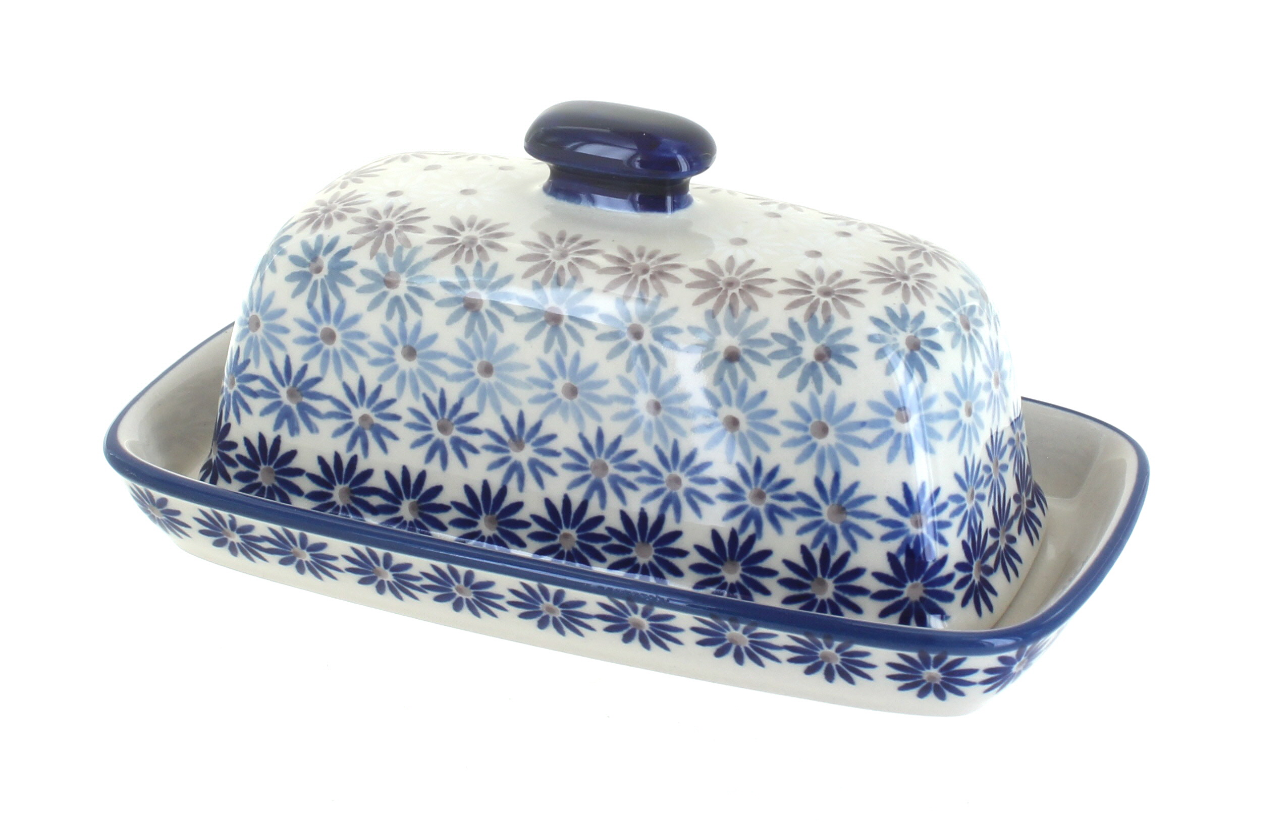 Blue Rose Polish Pottery Harmony Butter Dish