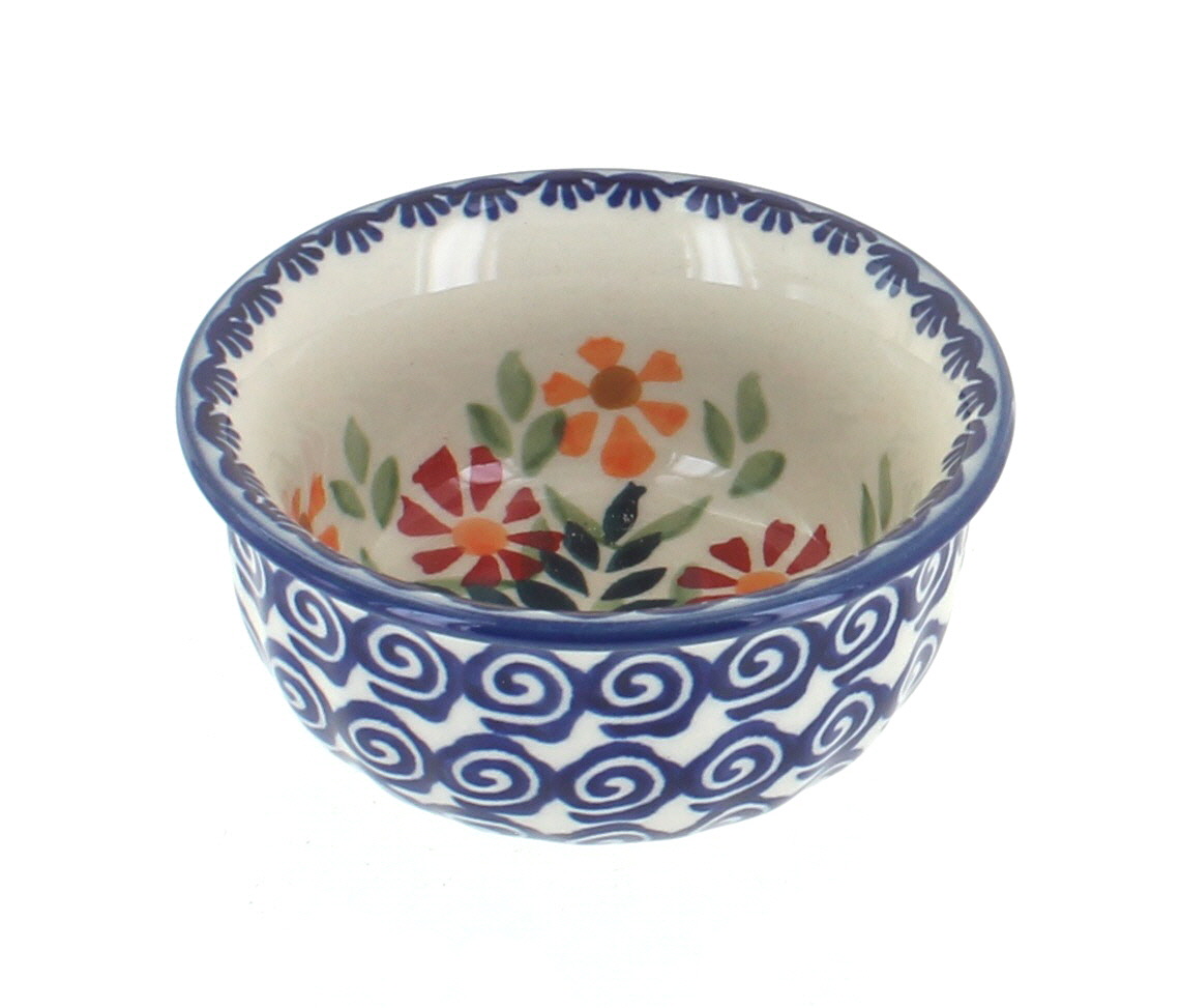 Blue Rose Polish Pottery Garden Bouquet Small Bowl