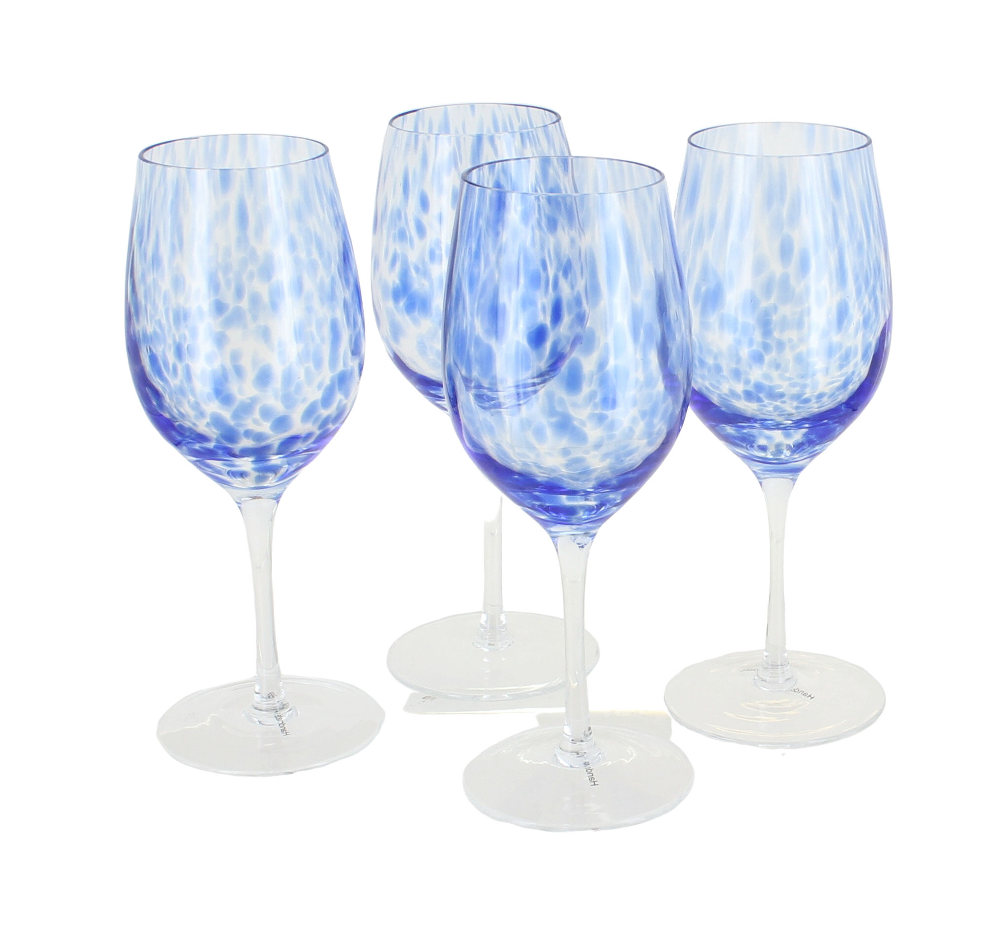 Blue Rose Polish Pottery Cobalt Confetti Wine Glass Set blue rose pottery