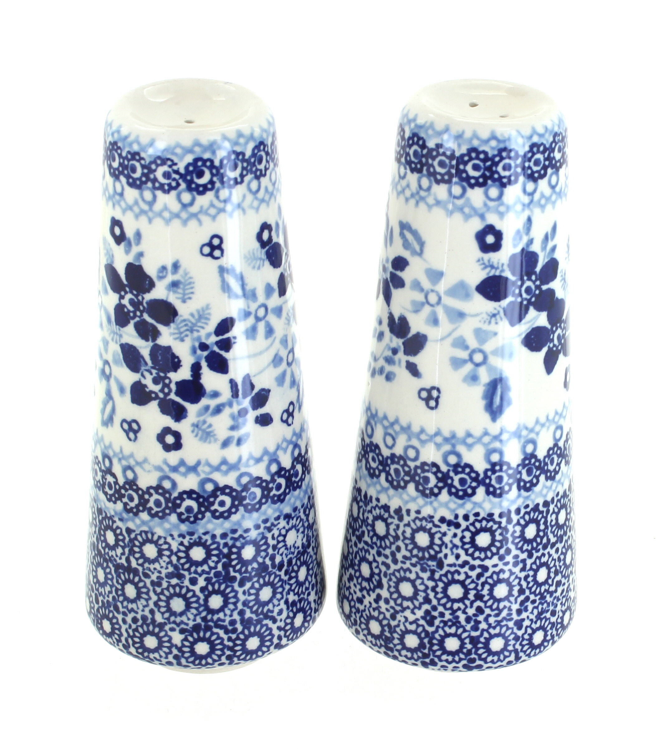 Vintage Set of Blue Ceramic Salt and Pepper Shakers