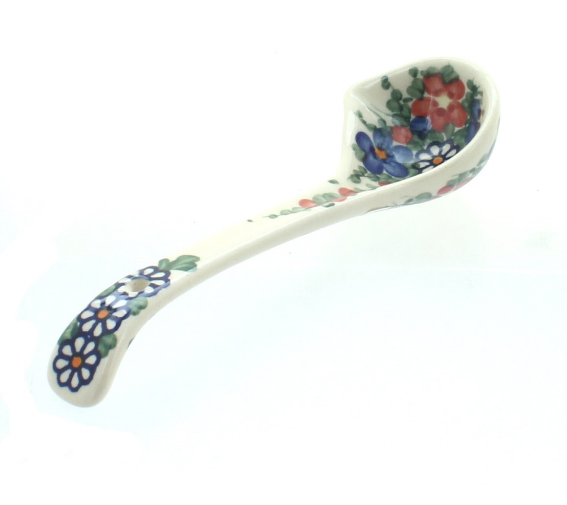 Blue Rose Polish Pottery Garden Butterfly Gravy Ladle