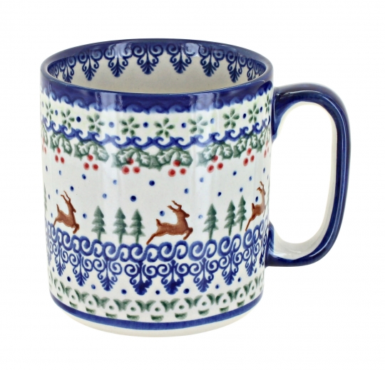 BOLESLAWIEC Polish Pottery MADAGASCAR PERIWINKLE Medium Mug 