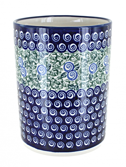 Blue Rose Polish Pottery | Seaside Swirl Utensil Jar