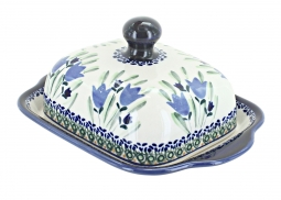 Blue Tulip Square Butter Dish