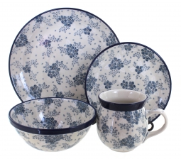 Blue Fleur 4 PC Place Setting - Service for 1