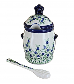 Porcelain Vine Honey Pot and Dipper