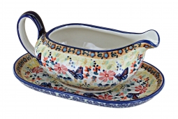 Blue Butterfly Gravy Boat & Plate