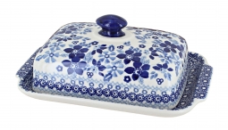 Vintage Blue Daisy Large Butter Dish