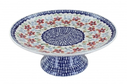 Red Poppy Pedestal Cake Plate