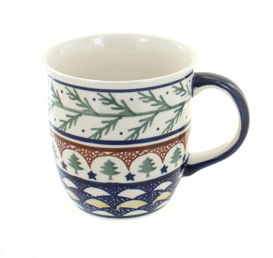Blue Rose Polish Pottery Evergreen Plain Coffee Mug