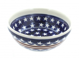 Blue Rose Polish Pottery Stars & Stripes Divided Dish 