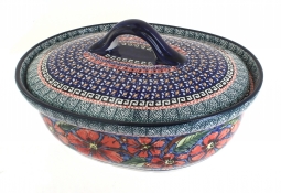 Jungle Flower Small Oval Baker with Lid
