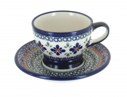 Mosaic Flower Pedestal Cup & Saucer