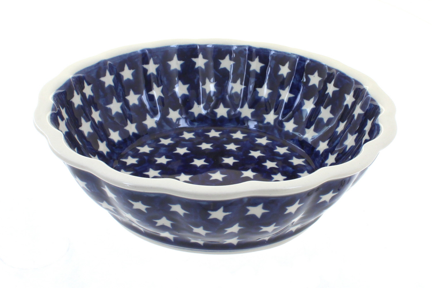Blue Rose Polish Pottery Stars Large Scallop Bowl