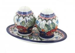 Floral Butterfly Salt & Pepper Shakers with Dish
