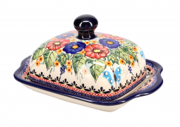 Floral Butterfly Square Butter Dish