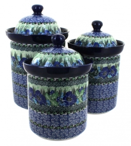 Blue Rose Polish Pottery Canister Set