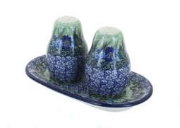 Sapphire Fields Salt & Pepper Shakers with Tray