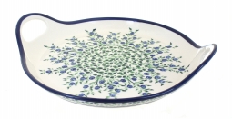 Porcelain Vine Round Serving Tray with Handles