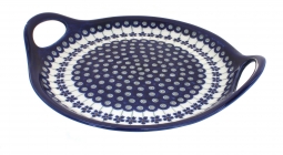Flowering Peacock Round Serving Tray with Handles