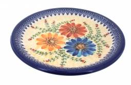 Blue Rose Polish Pottery Pastel Garden Dinner Plate 