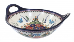 Floral Butterfly Deep Serving Bowl with Handles