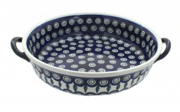 Peacock Round Casserole with Handles