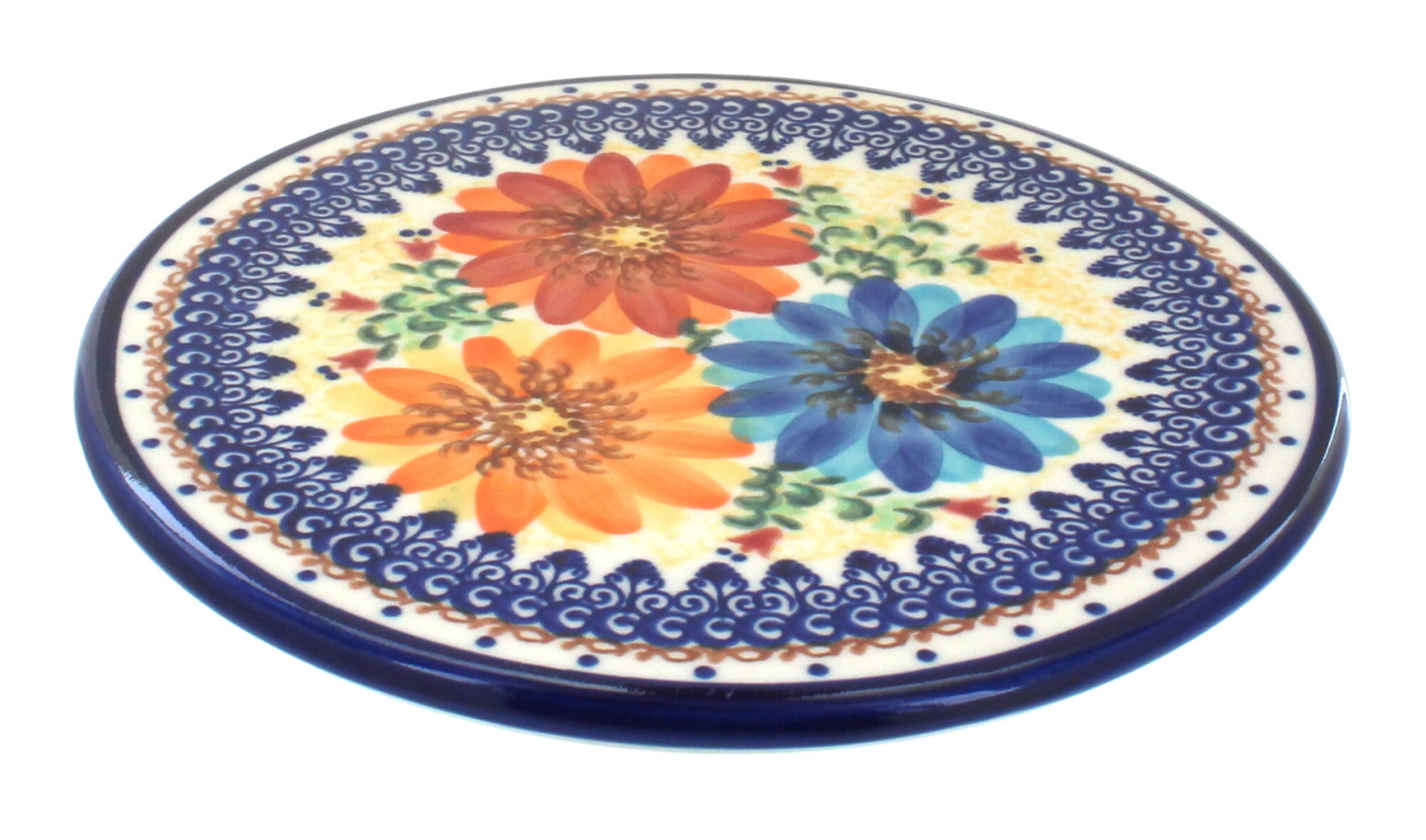 Blue Rose Polish Pottery Autumn Burst Trivet
