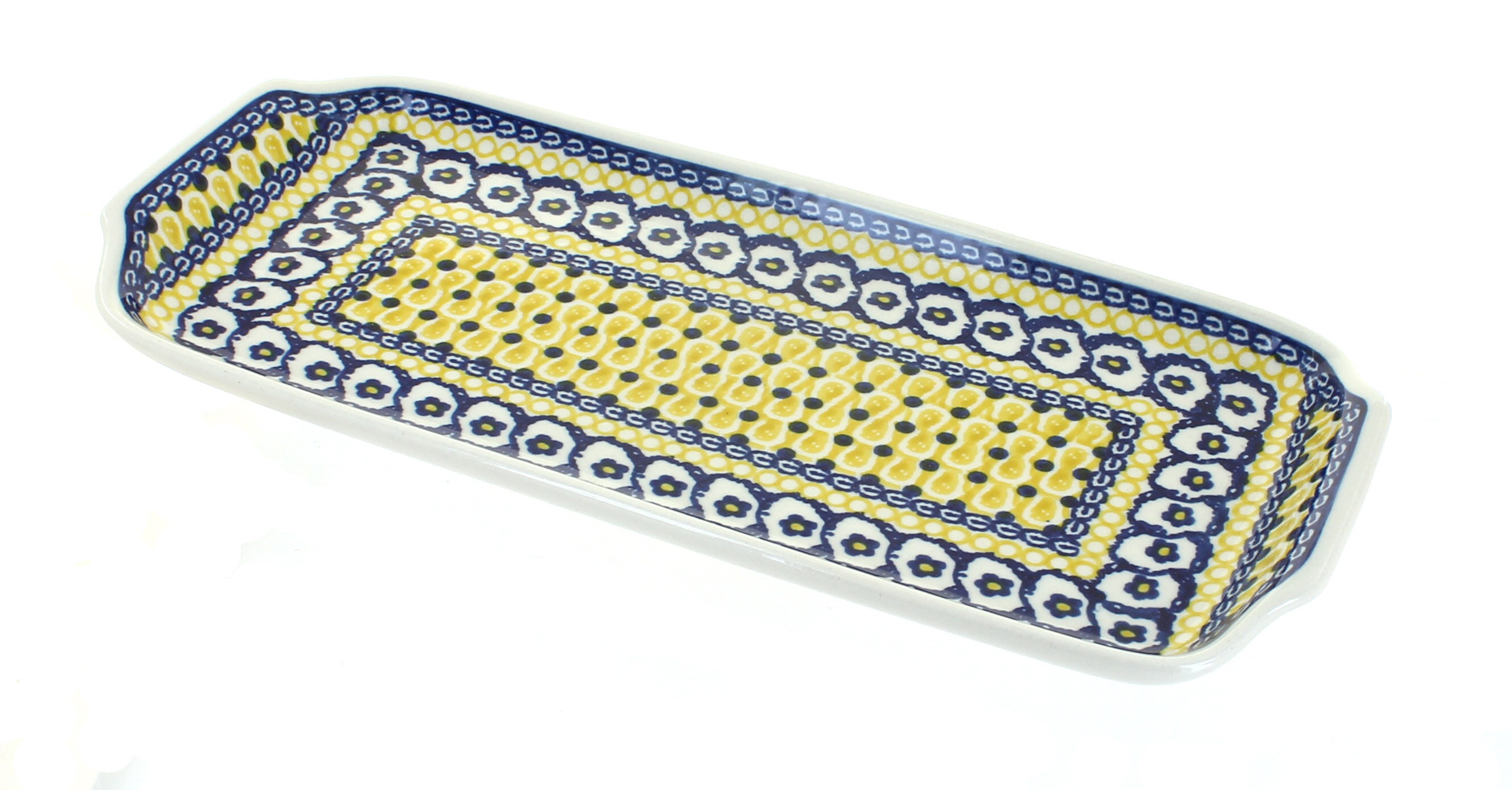 Blue Rose Polish Pottery Saffron Bread Tray